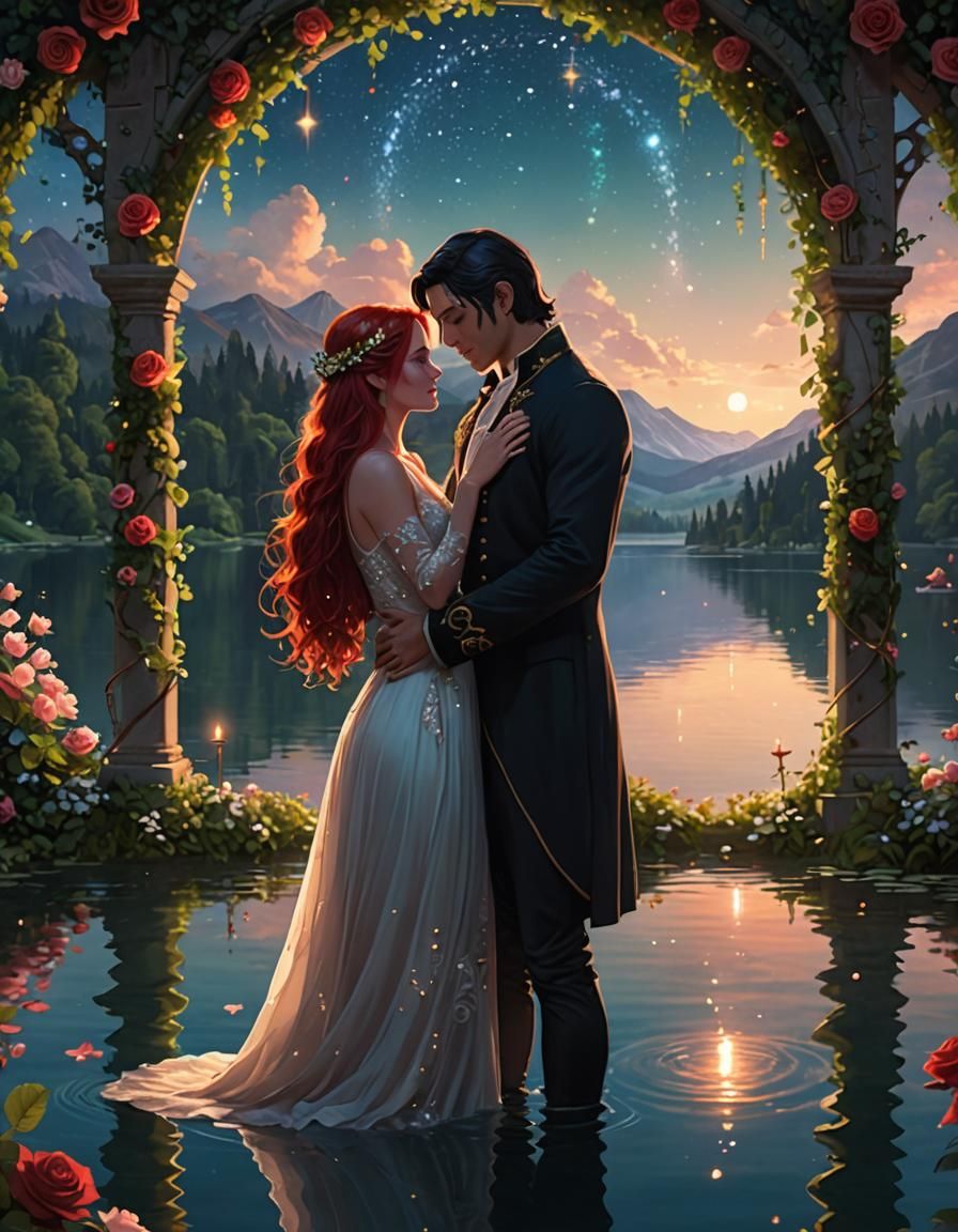 Ethereal Lakeside Wedding Under Starry Sky