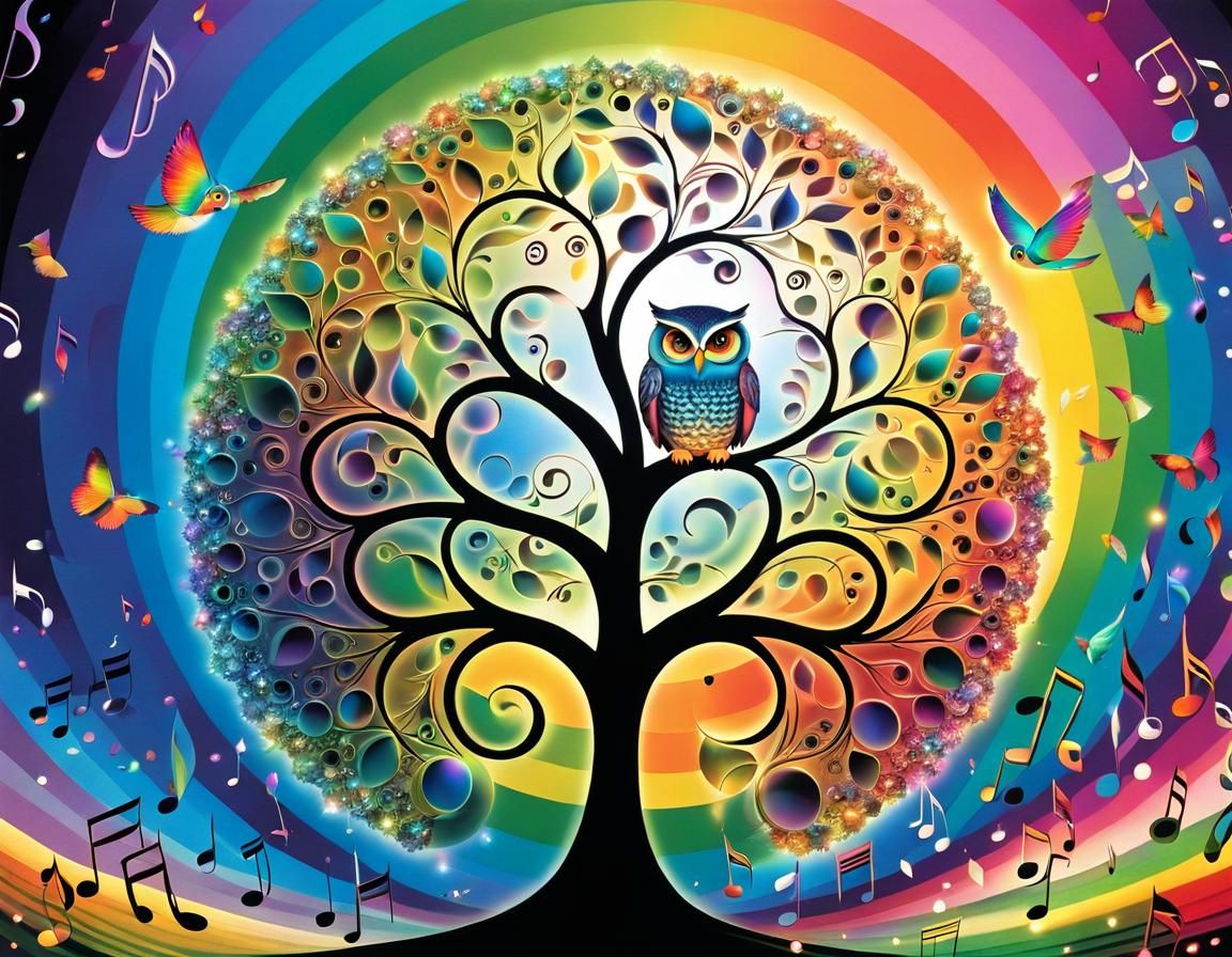 Ethereal Tree of Music in Surreal Style