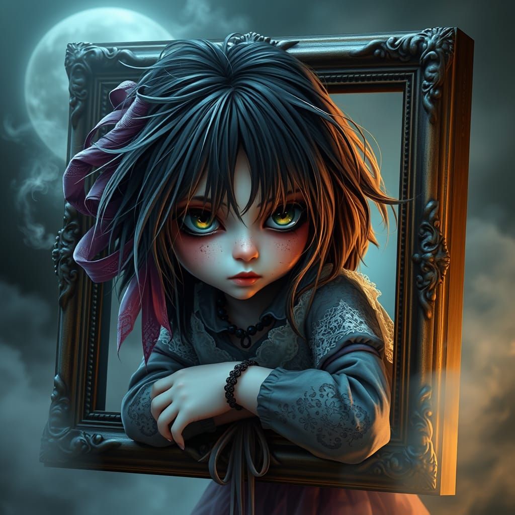 Mischievous Bohemian Gothic Girl in Digital Art