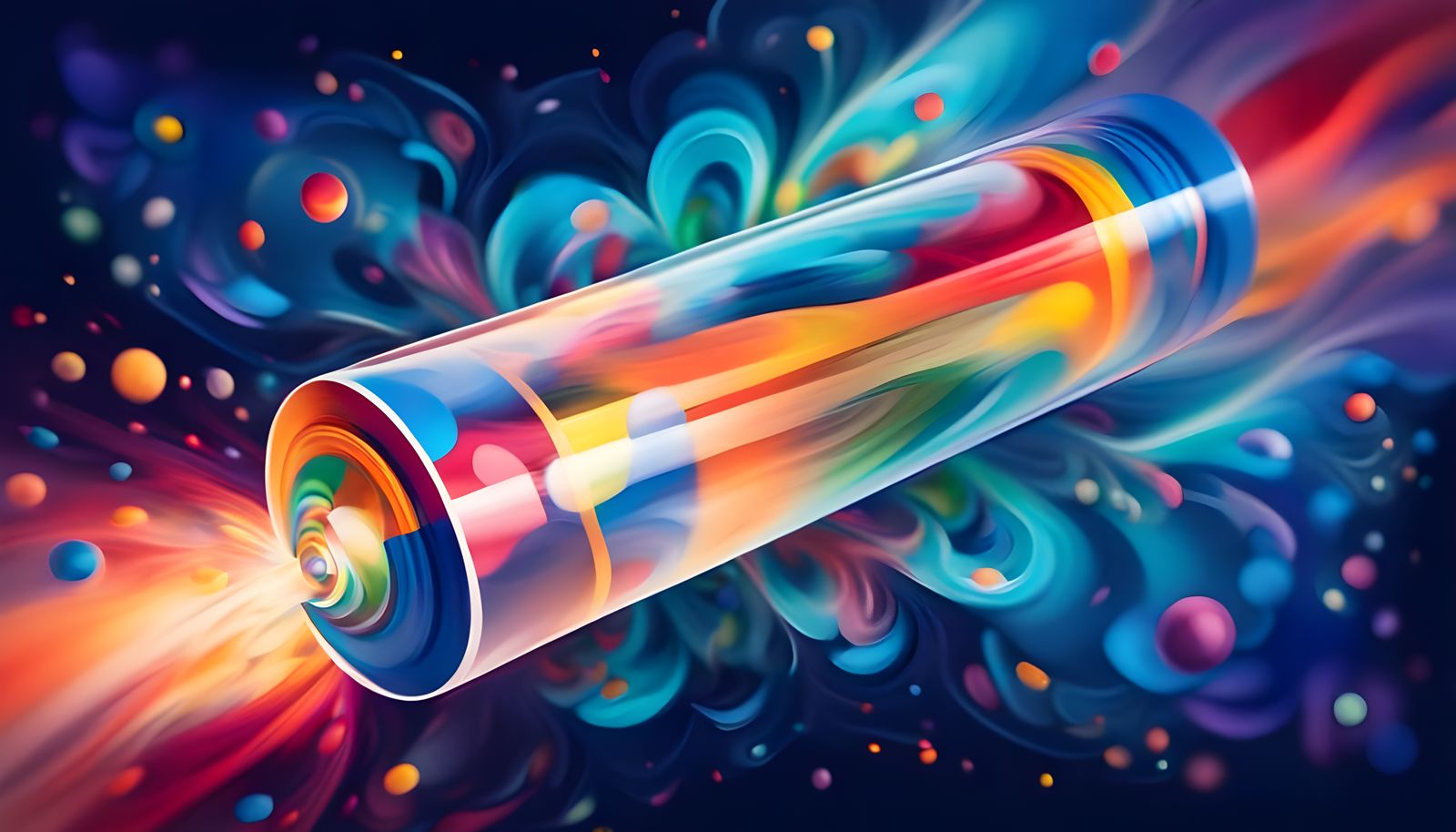 Kaleidoscopic Starship Rushes into Vortex: Primitive Art