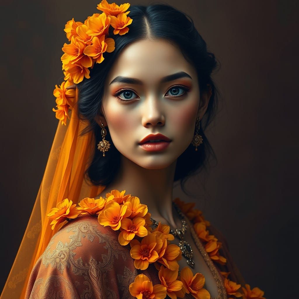 Hyper-Realistic Marigold Flower Portrait