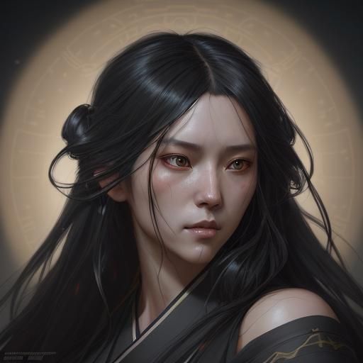 Man in Black Hanfu: Hyperdetailed Portrait