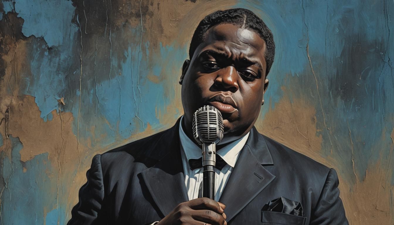Notorious BIG Portrait with Vintage Microphone