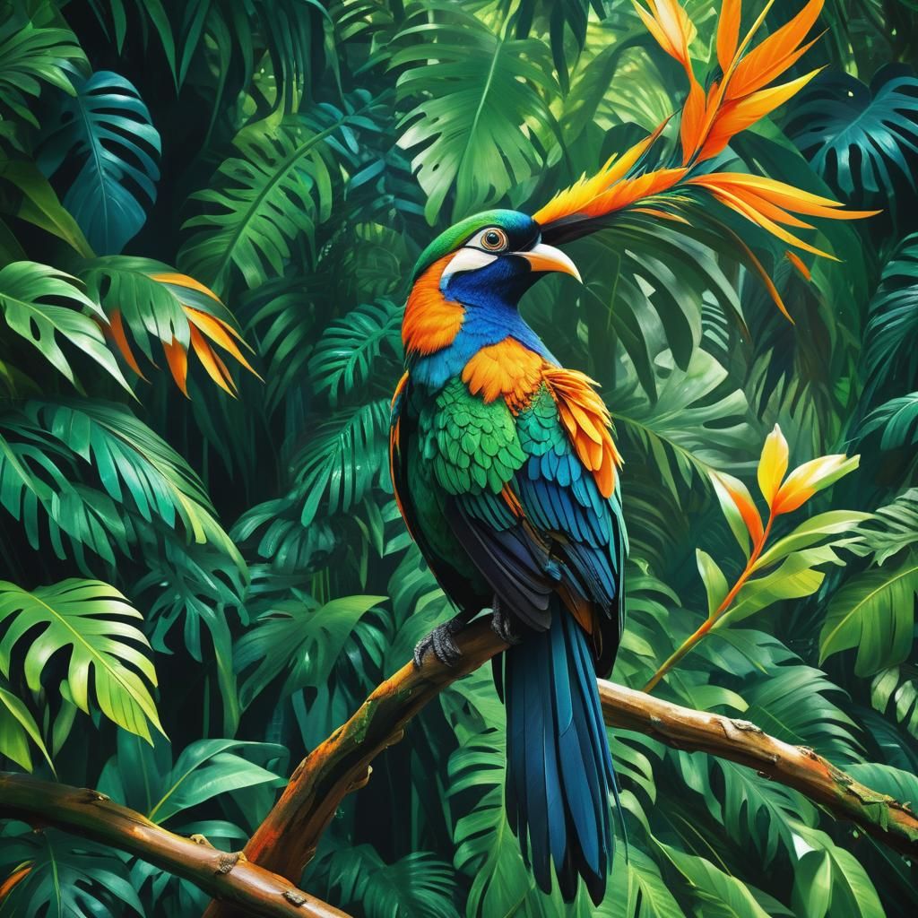 Majestic Bird of Paradise in Hyper-Detailed Matte Painting