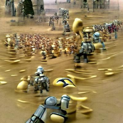 Spartans Versus Droids Epic Battle Scene