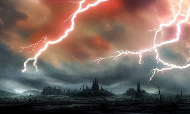 Lightning Strikes Battlefield in Fantasy Mythology