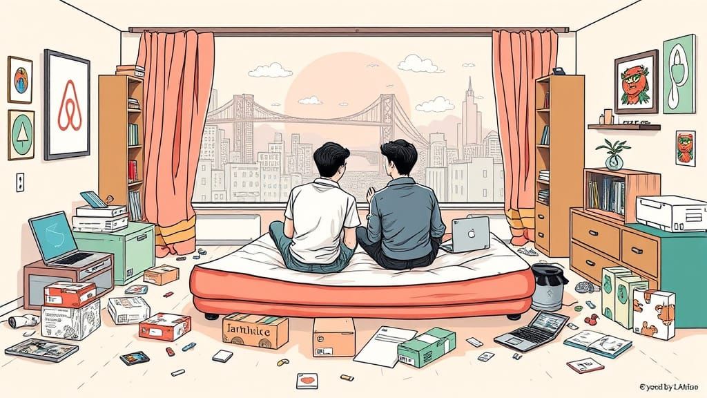 Surreal Music Album Cover Depicts Founders on Air Mattress i...