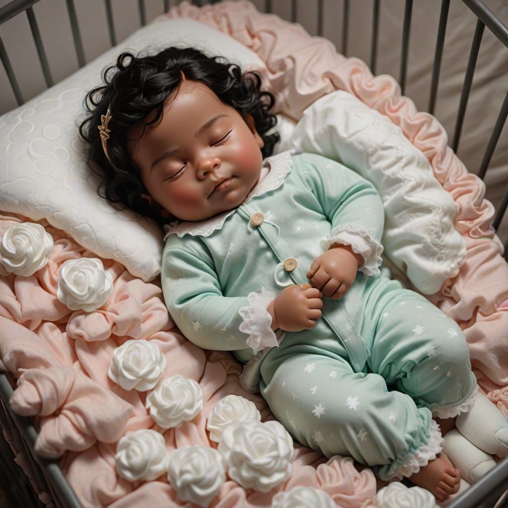 Baby Elf Sleeping Peacefully in Cloud Crib