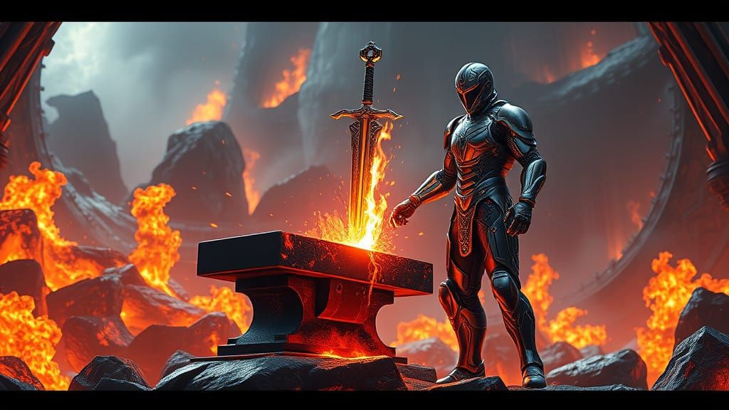 Cyberpunk Epic: Sword of Destiny Forged in Infernal Plasma