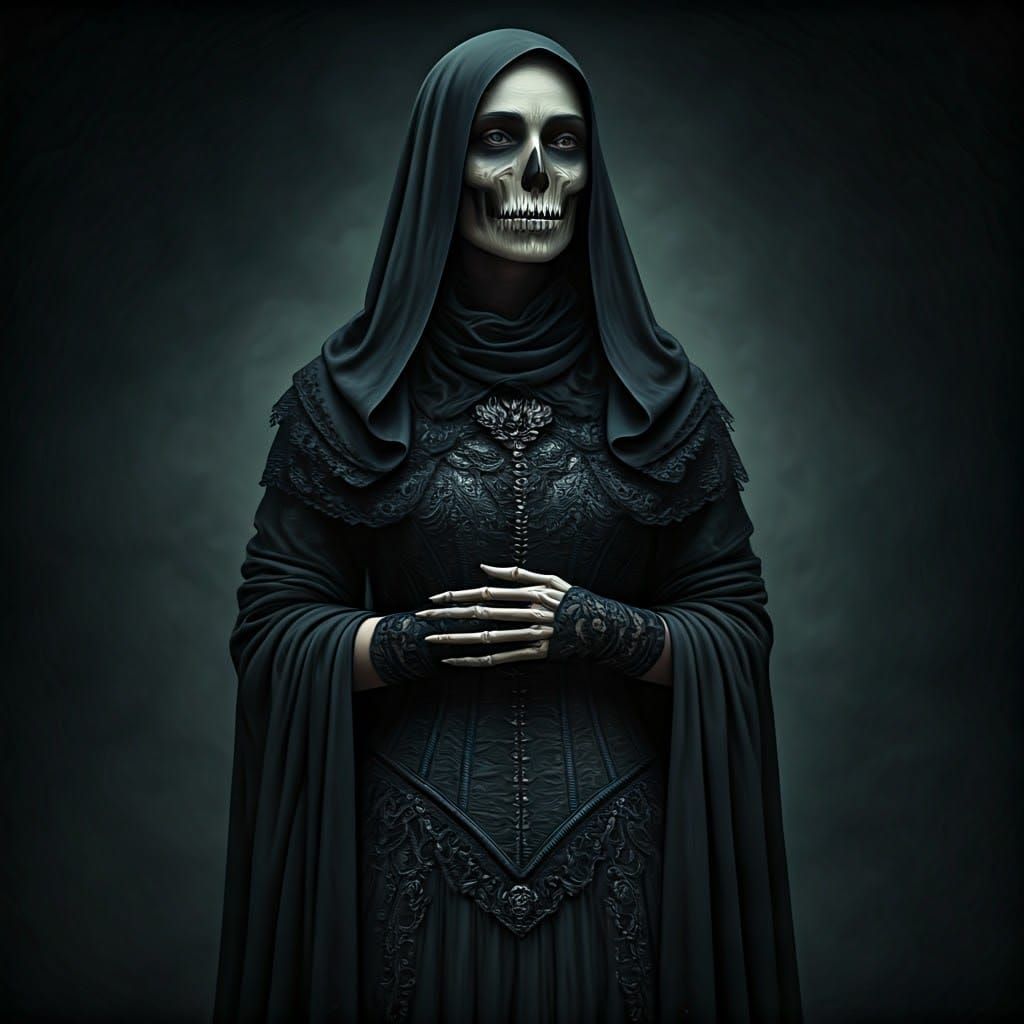 Mystical Veiled Woman in Dark Fantasy Style