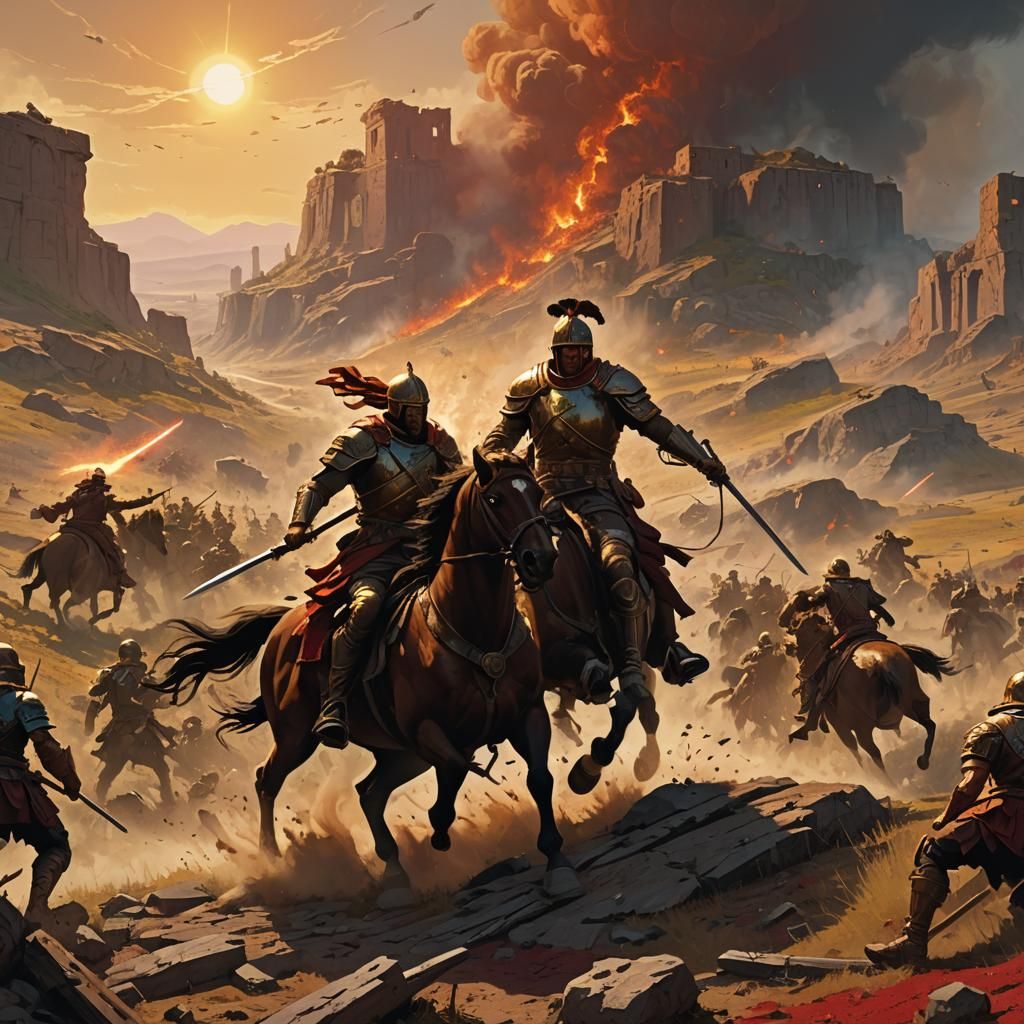 Cavalry Leader Strikes Down Enemy Commander