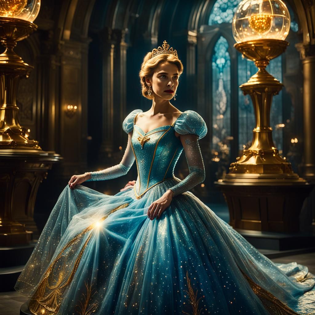 Cinderella in Glass Dress and Golden Tesla