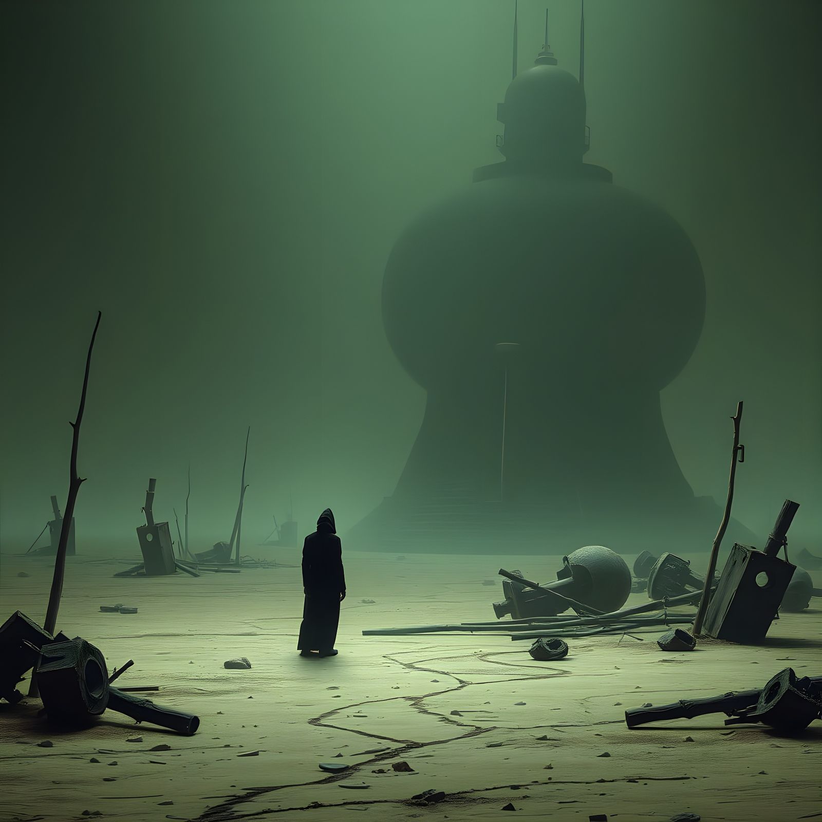 Cyberpunk Futuristic Cityscape in Ruin