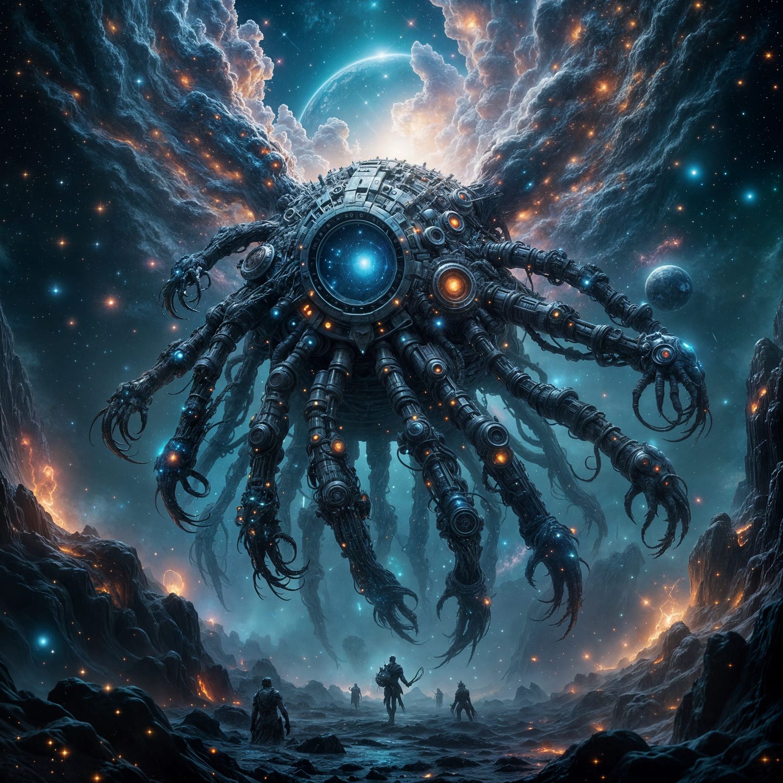 Cosmic Horror Celestial Being Awakens in Nebula