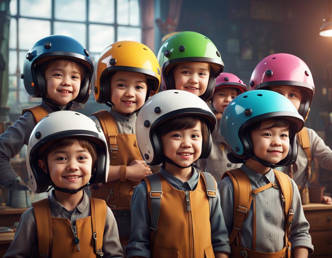 A class of cheeky adorable kids try wearing helmets for the ...