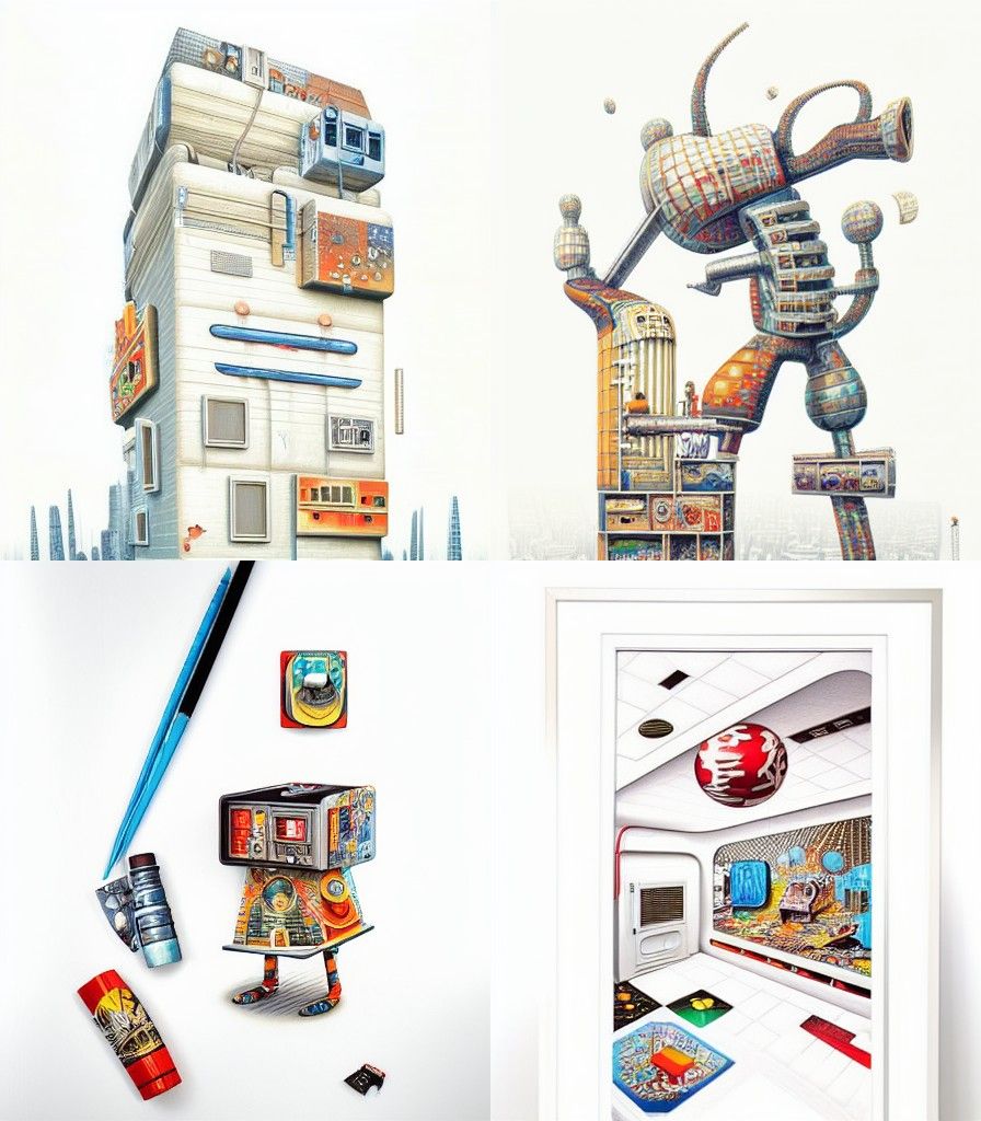 Surreal Retro Cyberpunk Dreamscape in Yerka Style