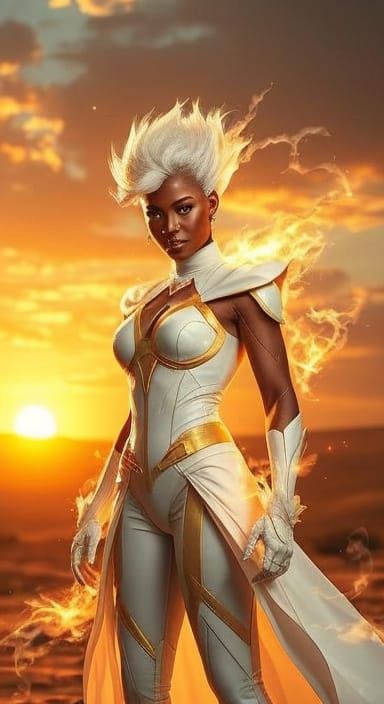 X-Men's Storm at Sunset with Glowing Energy