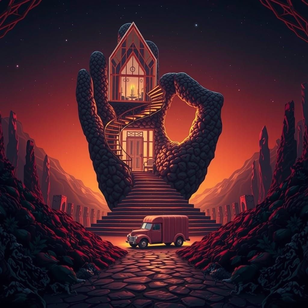 Ethereal 'OK' House in Hyper-Realistic Style