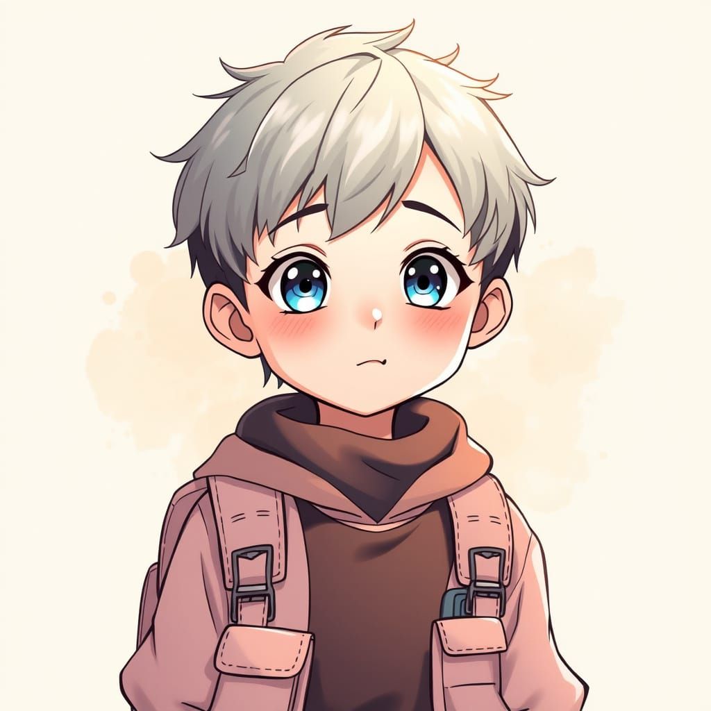 Charming Anime Boy in Pastel Kawaii Outfit