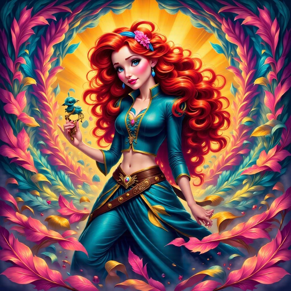 Merida in Stylized Digital Pop Art Comic Style