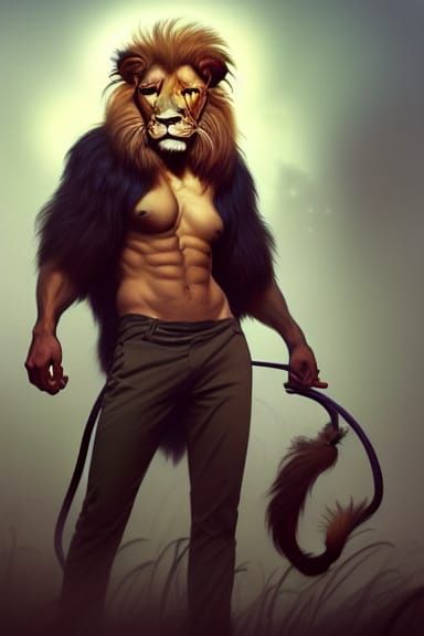 Lion Tamer Portrait in Art Nouveau Style