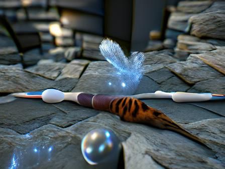 Magic Wand with feather. Unreal Engine. Photorealism.