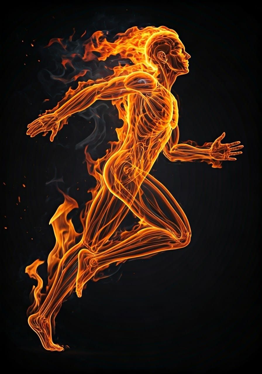 Fiery Human Figure Digital Illustration
