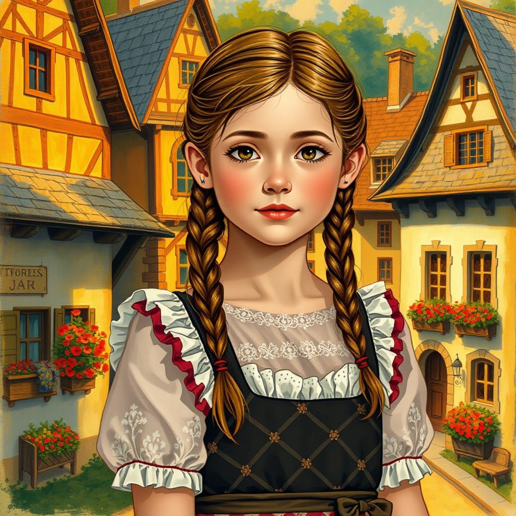 Bavarian Village Girl in Fauvist Style