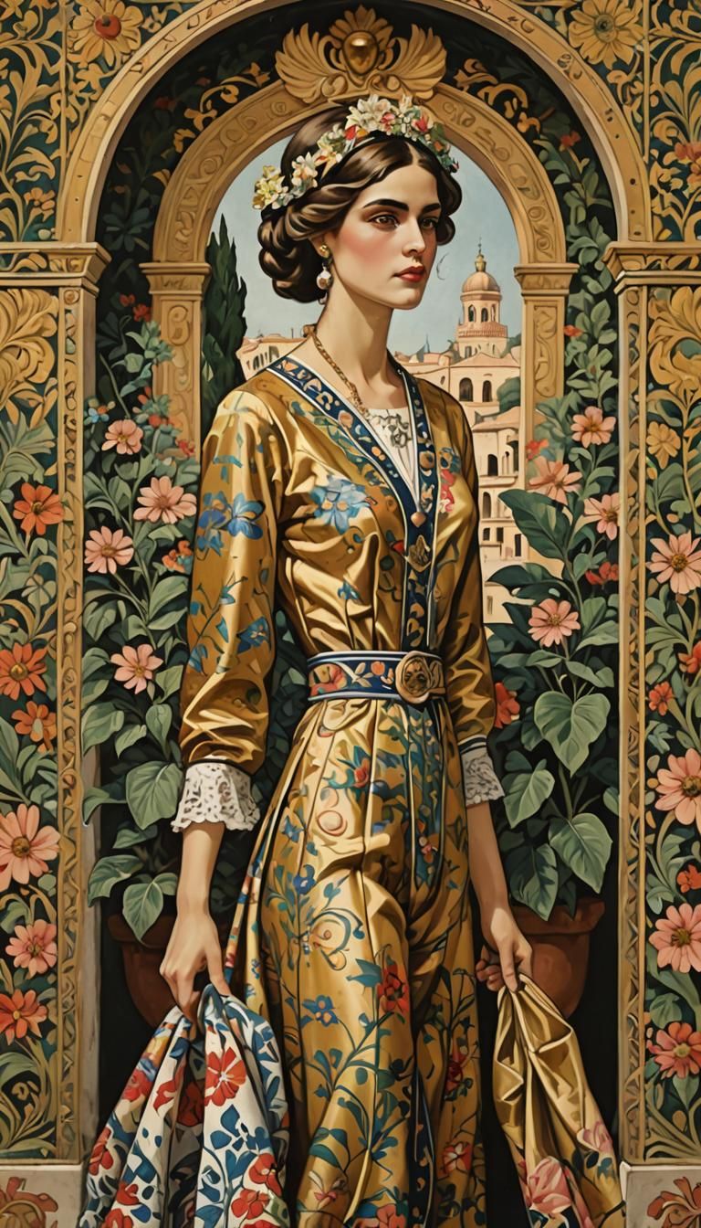 Woman in Palermo Liberty Golden Age Style