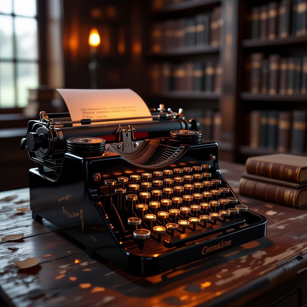Vintage Typewriter with Ember Keys in Moody Library