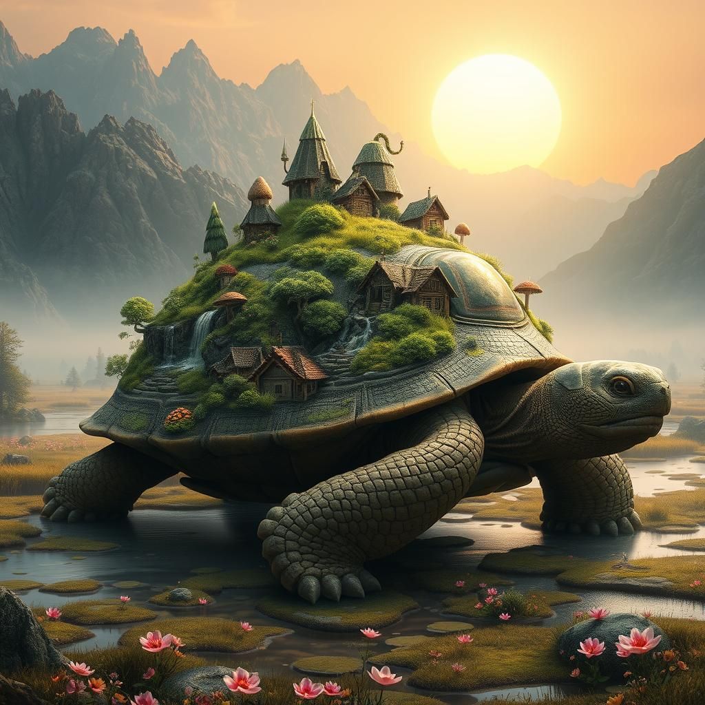 Fantasy World on Giant Tortoise Shell