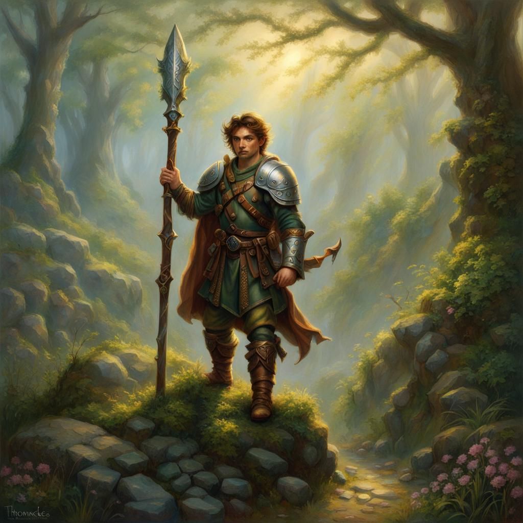 Halfling Druid Mercenary in Ethereal Fantasy Style
