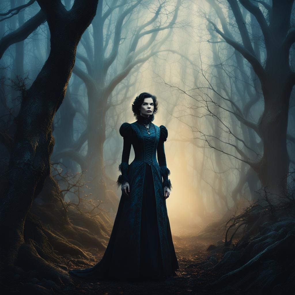 Vampire in Misty Forest: Dark Fantasy Art