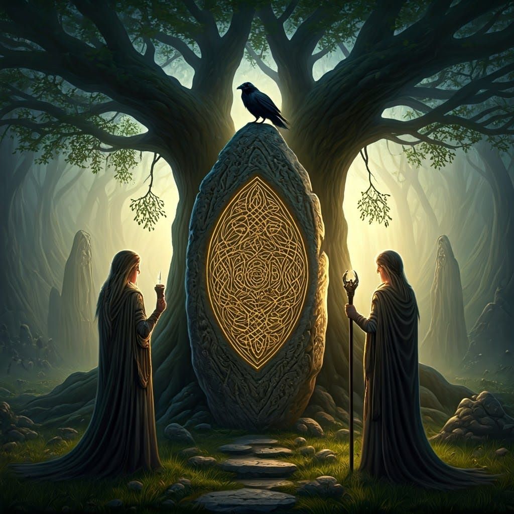 Druids Perform Magic at Standing Stone