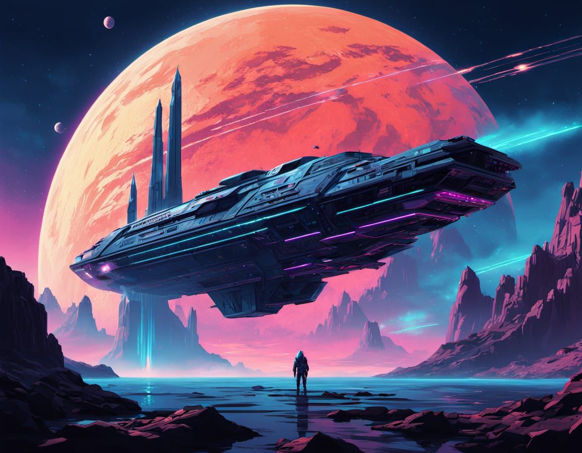 Ancient Space Pirate Vessel in Cosmic Dark