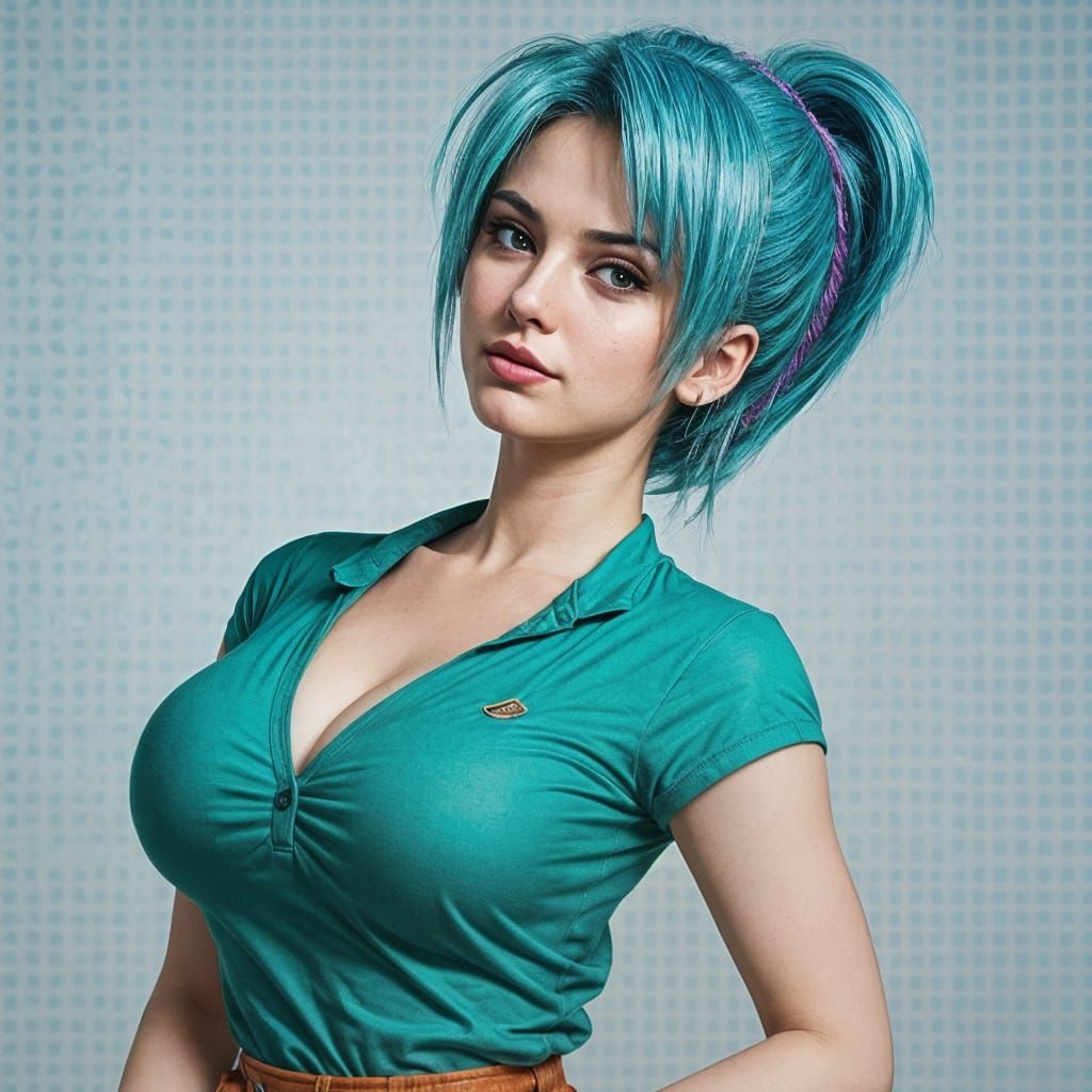 Bulma in Vibrant Anime Style