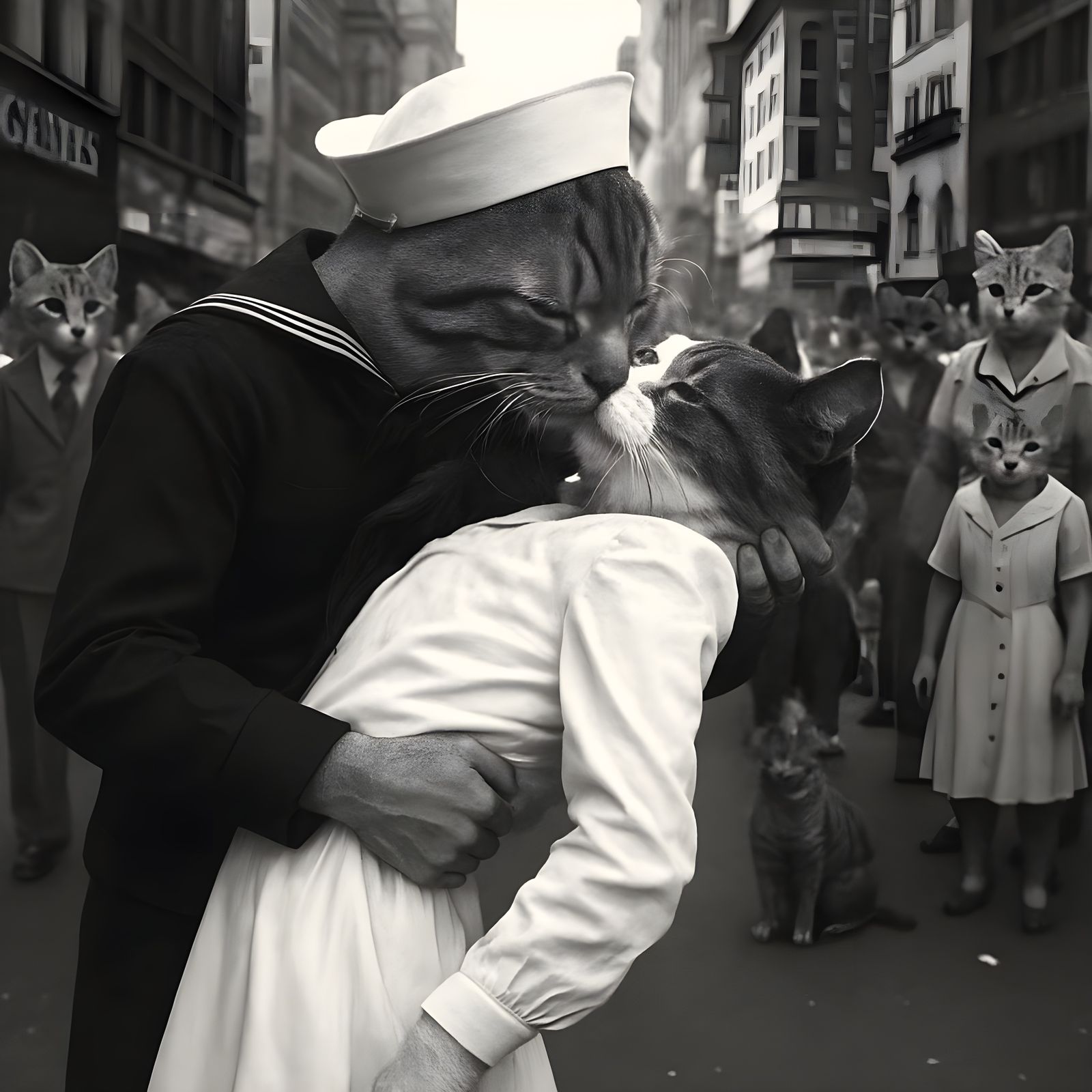 V-J Day in Times Square Cat Tribute as Classic Photography