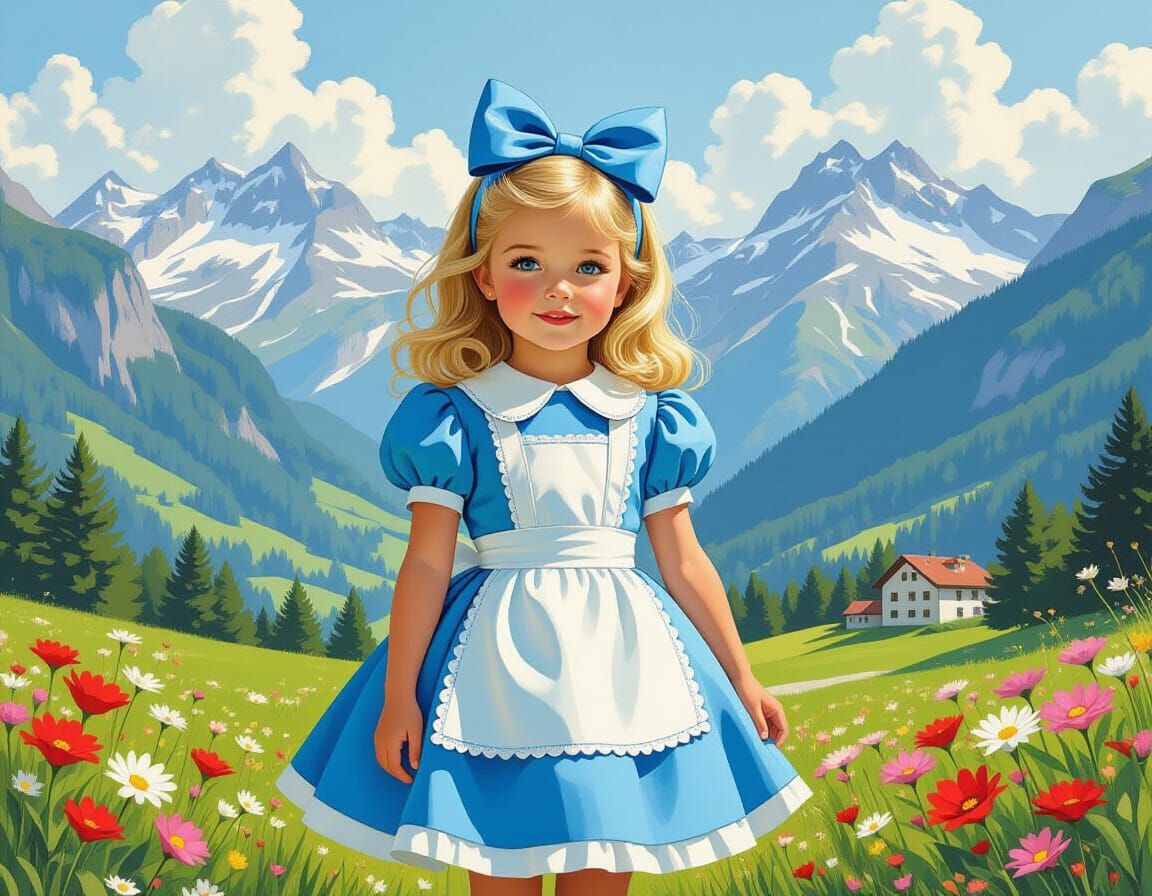 Alice in Wonderland in Swiss Garden, Pin-Up Style