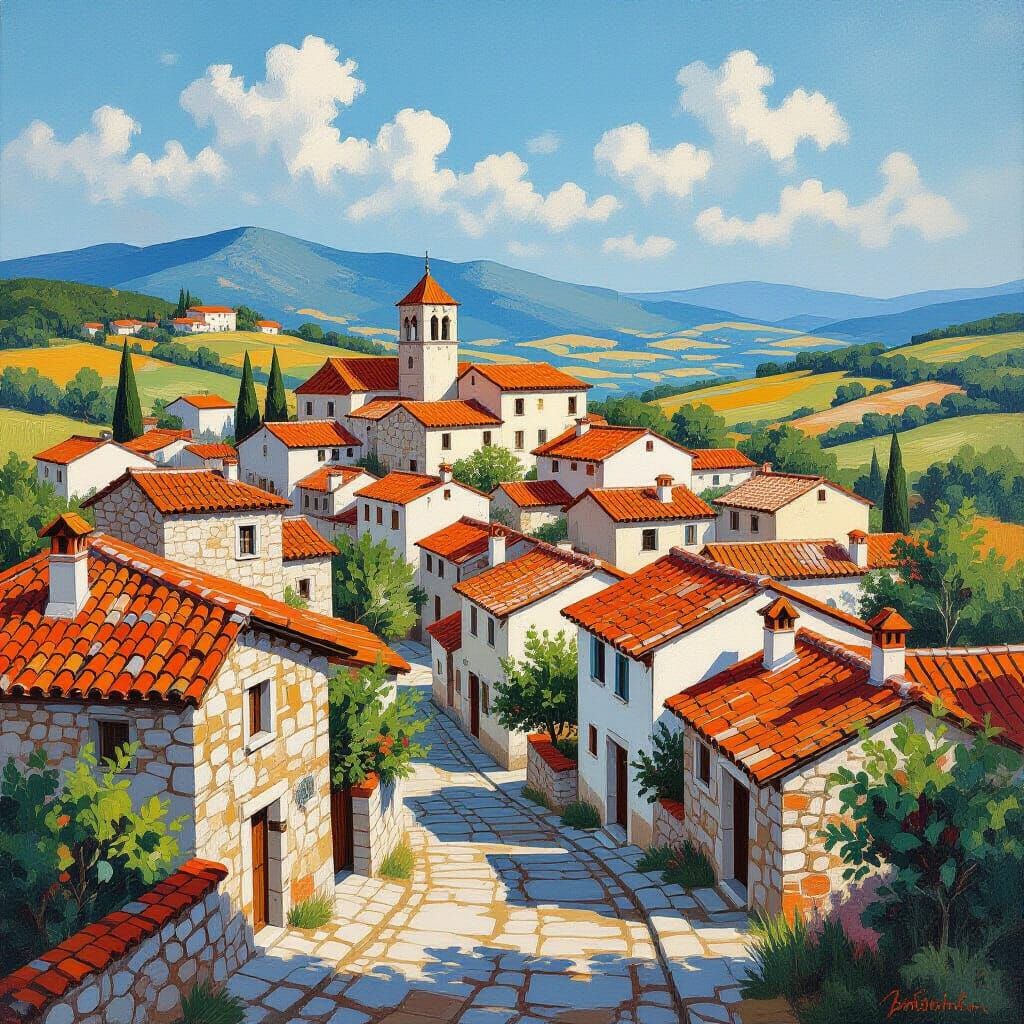 Croatian Village Inspired by Romantic Landscape Art