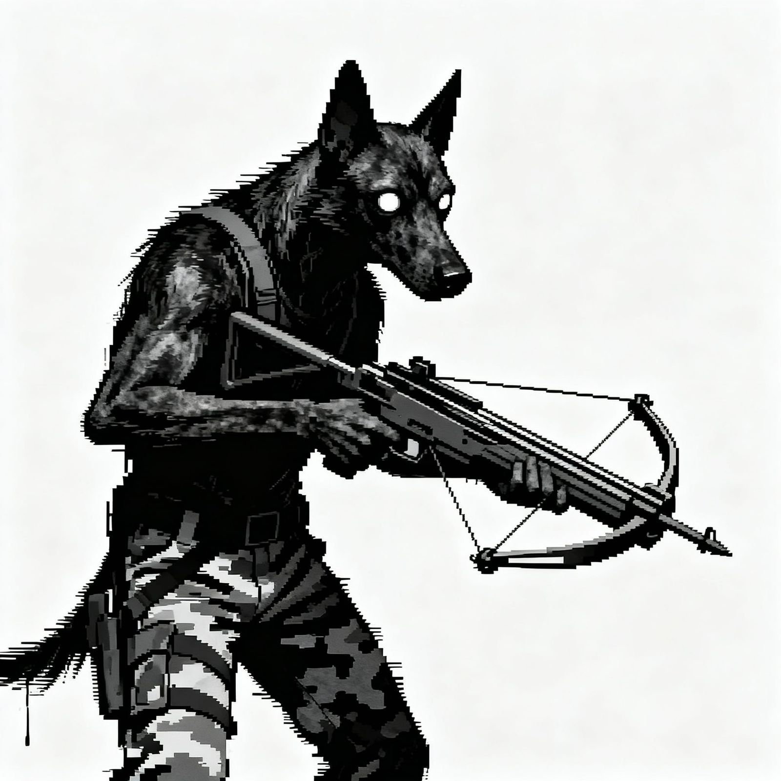 Horror Death Hound with Crossbow in Minimalist Style