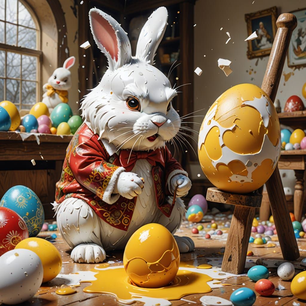 Vibrant Easter Masterpiece with Fractals and Despair