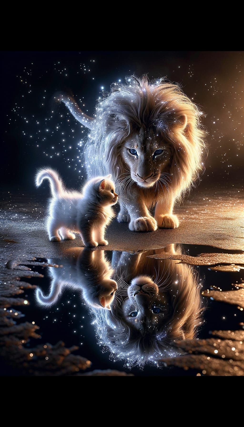 Kitten's Magical Reflection as a Regal Lion