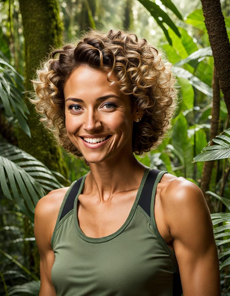 Female Conservationist in Jungle with Warm Smile