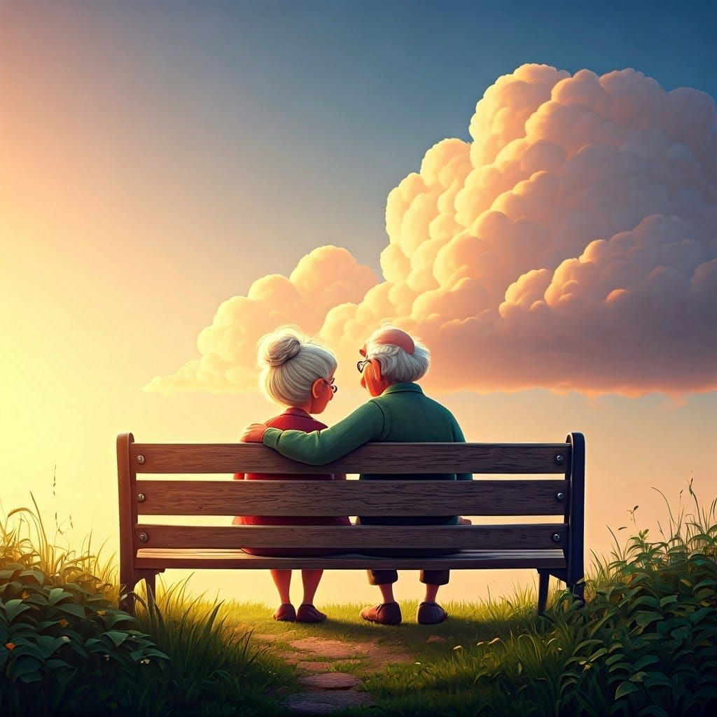 Ethereal Sunset Romance in Whimsical Style