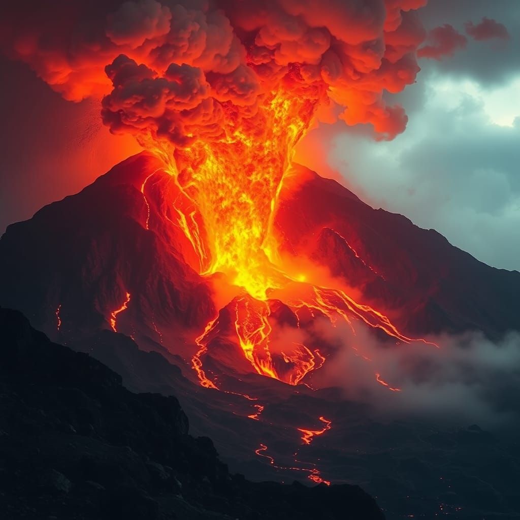 Volcano Eruption: Hyperrealistic Landscape Photography