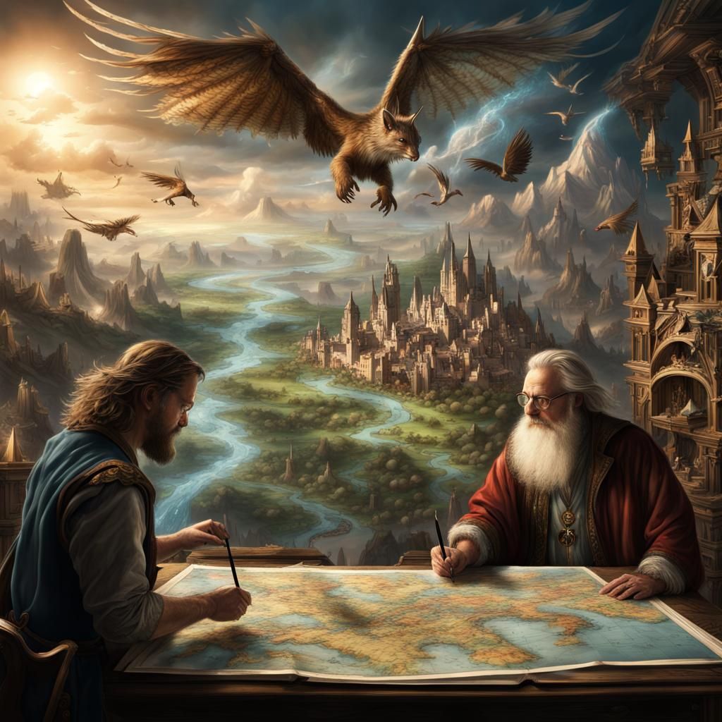 Cartographer-Wizard Magically Maps Fantasy Realm
