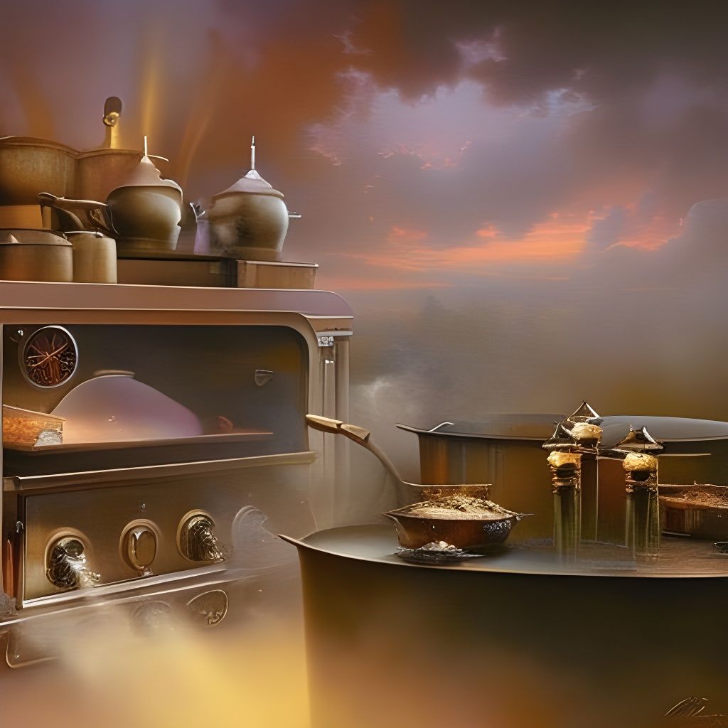 Ethereal Kitchen Baking Scene in Fantasy Style