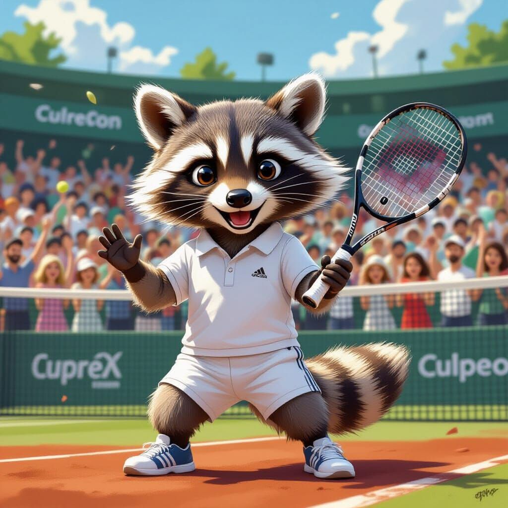 Raccoon Tennis Star at Wimbledon