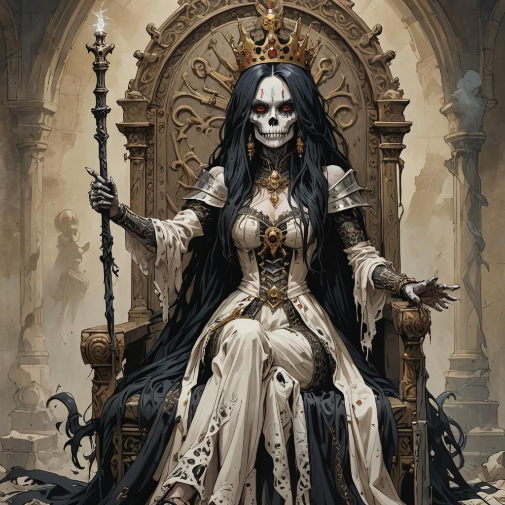 Bone Queen on Throne with Staff