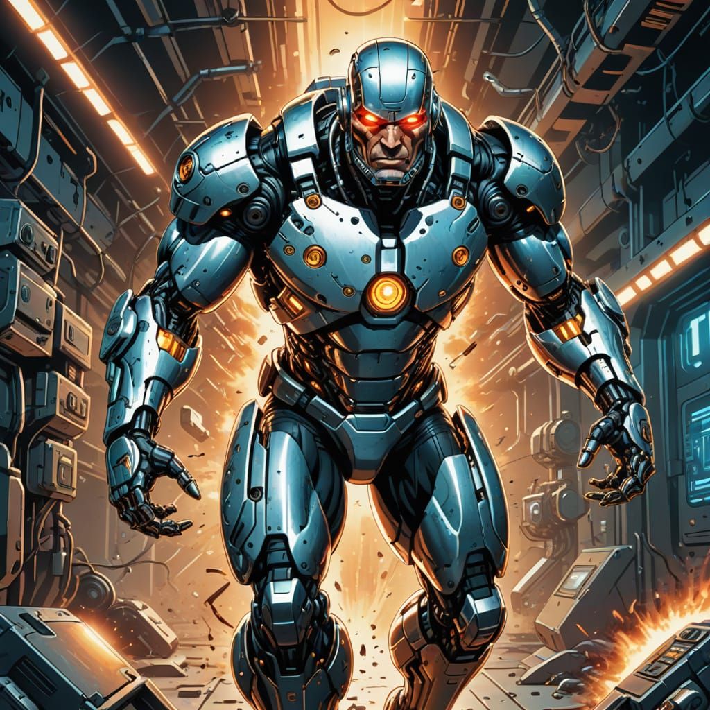 Cyborg Illustration: Steve Austin in Comic Style